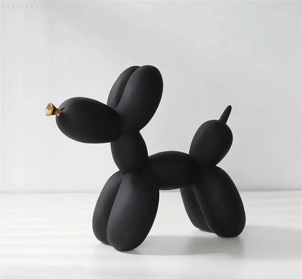 Contemporary Balloon Dog Sculpture with Golden Beak
