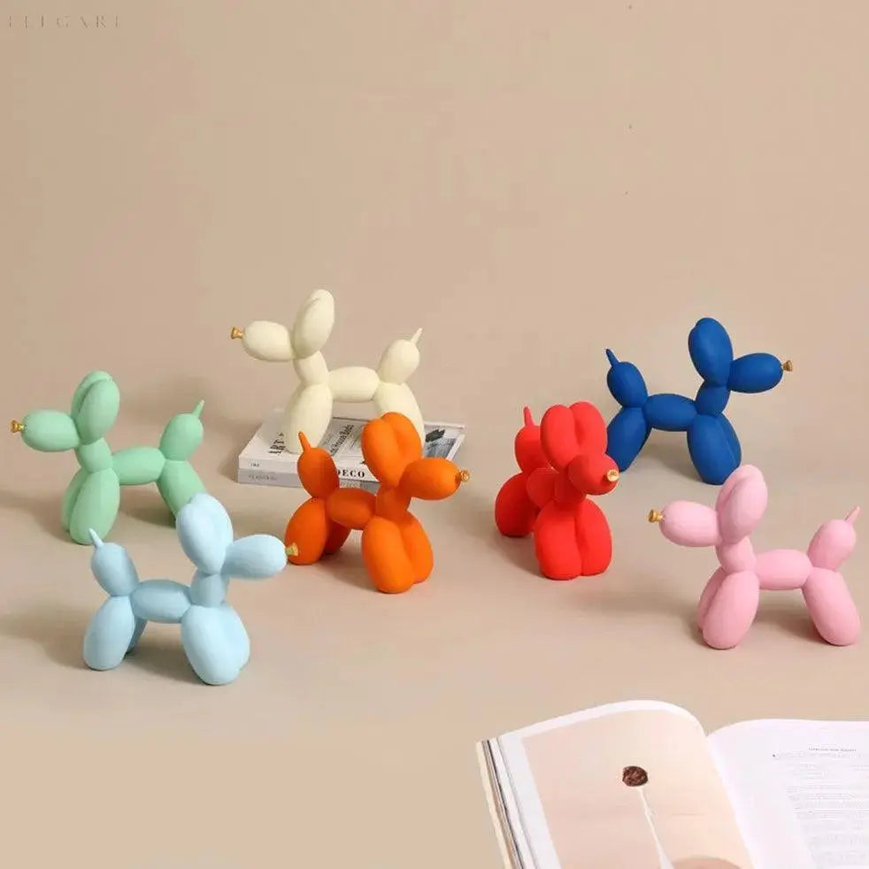 Contemporary Balloon Dog Sculpture with Golden Beak
