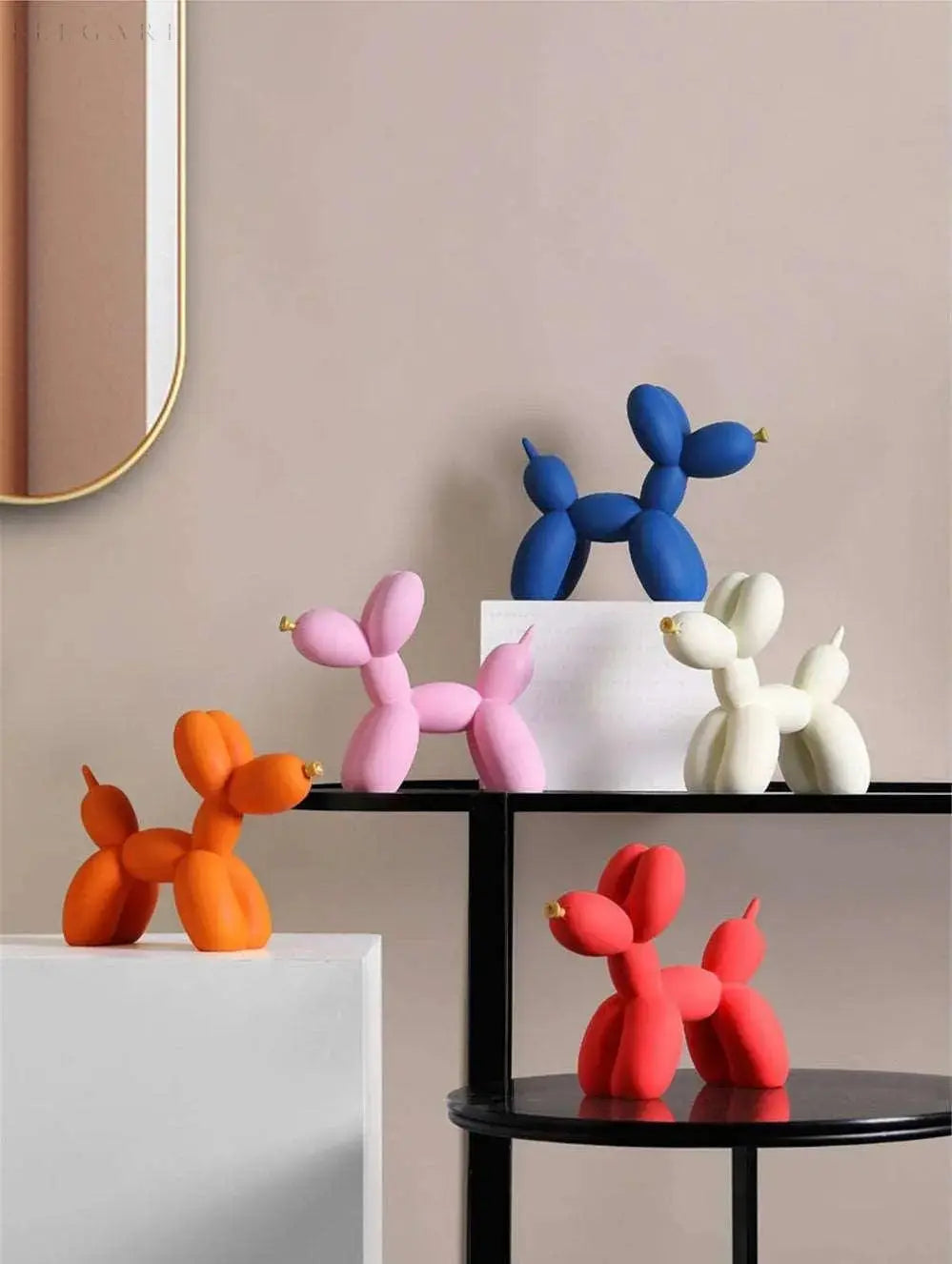 Contemporary Balloon Dog Sculpture with Golden Beak