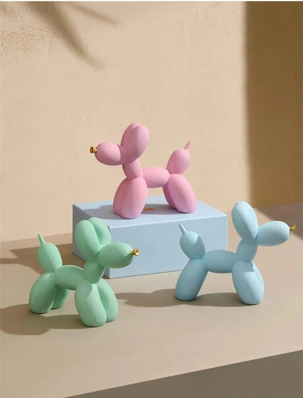 Contemporary Balloon Dog Sculpture with Golden Beak
