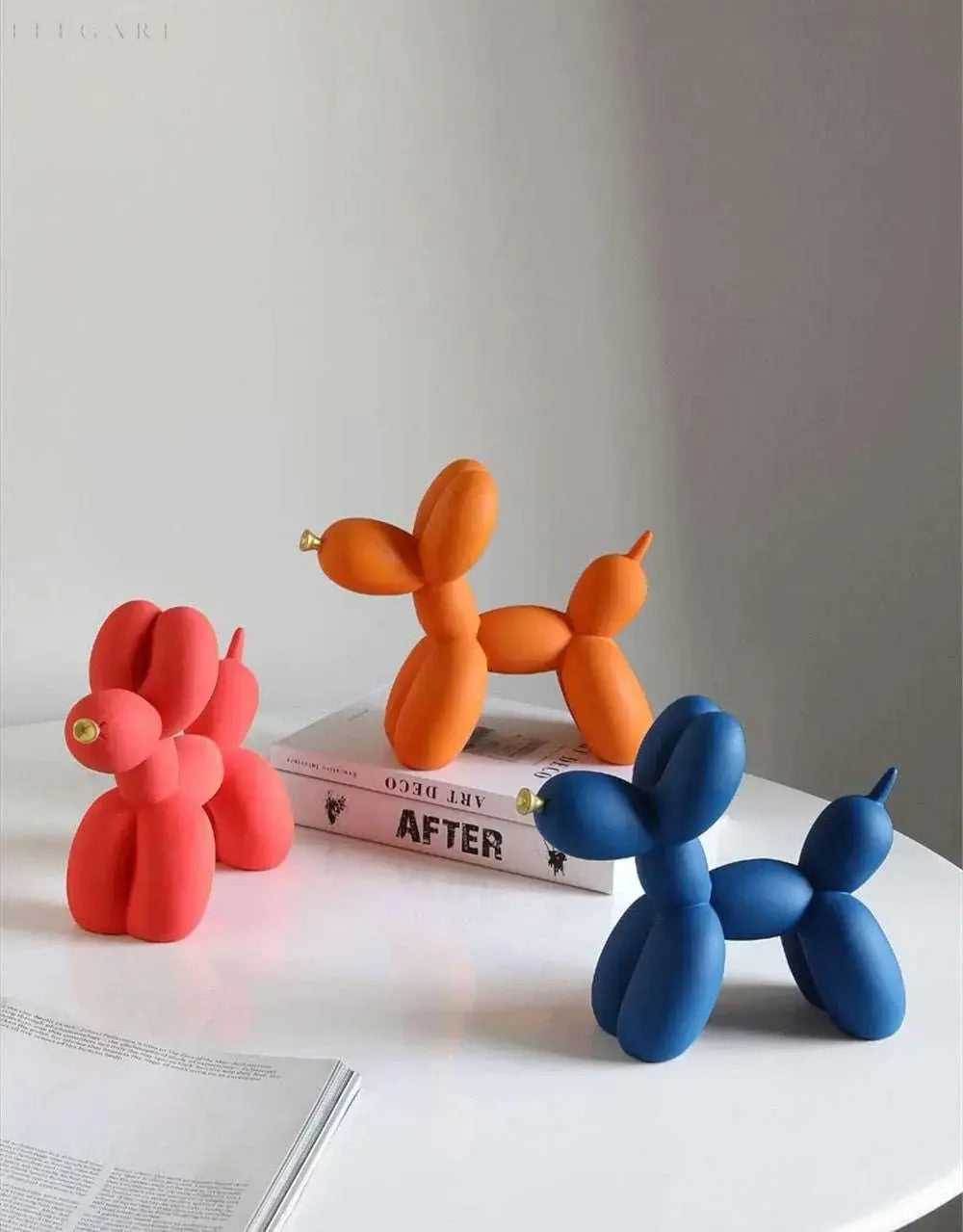 Contemporary Balloon Dog Sculpture with Golden Beak