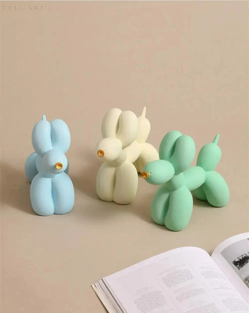 Contemporary Balloon Dog Sculpture with Golden Beak