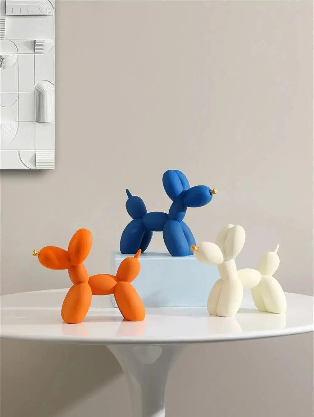Contemporary Balloon Dog Sculpture with Golden Beak