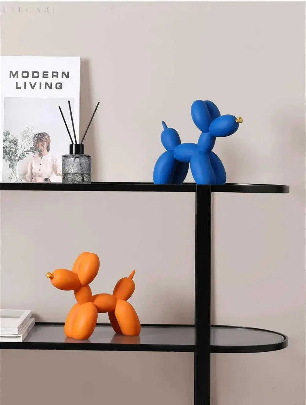 Contemporary Balloon Dog Sculpture with Golden Beak