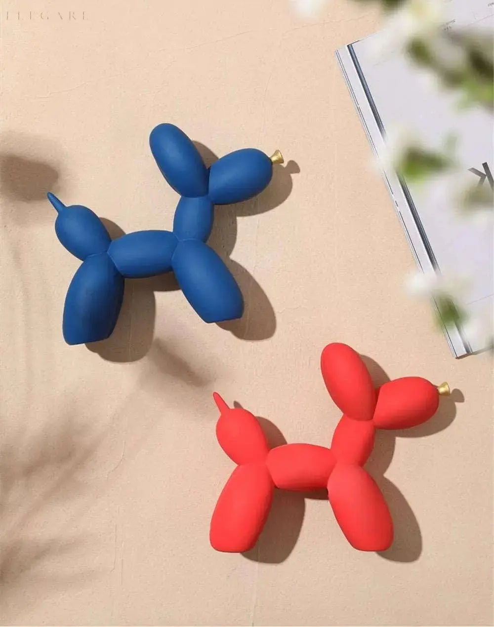 Contemporary Balloon Dog Sculpture with Golden Beak