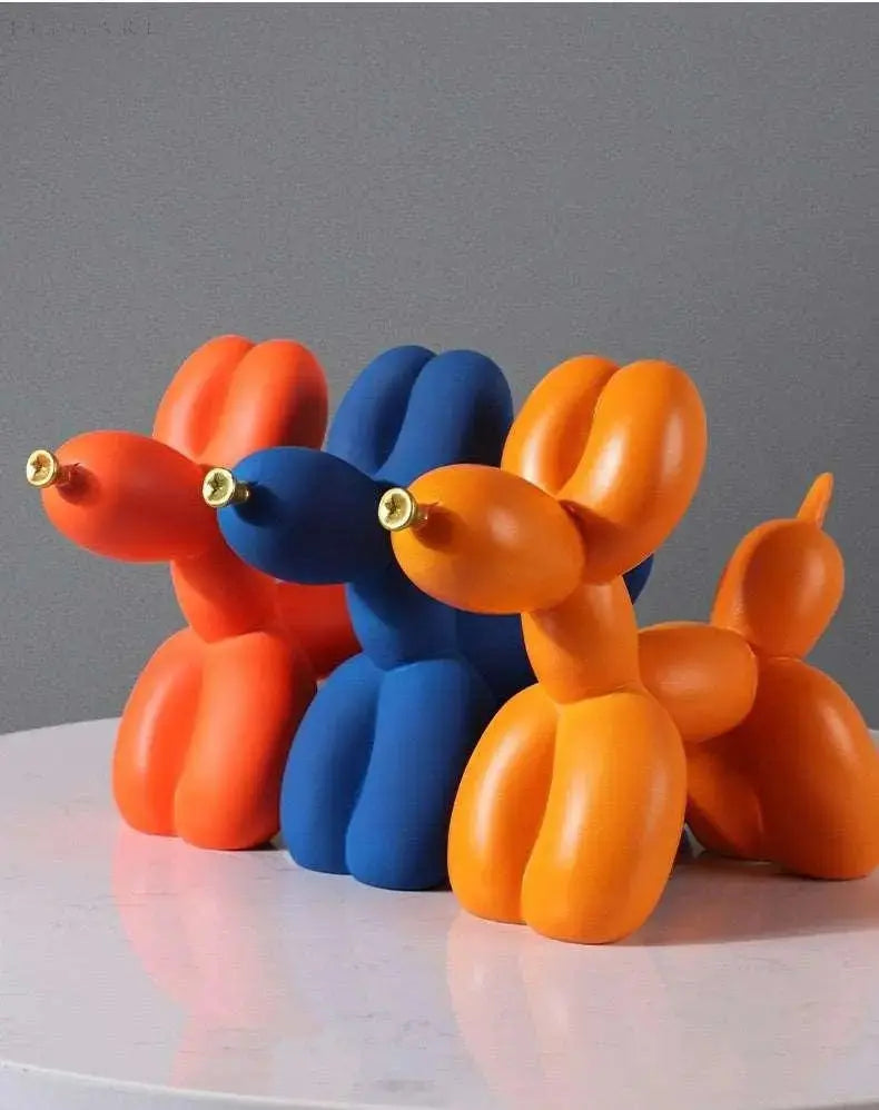 Contemporary Balloon Dog Sculpture with Golden Beak