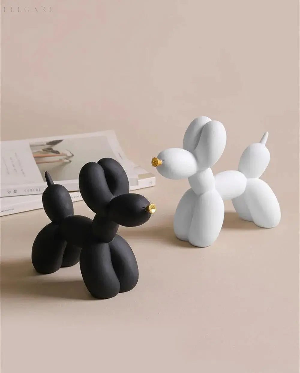 Contemporary Balloon Dog Sculpture with Golden Beak