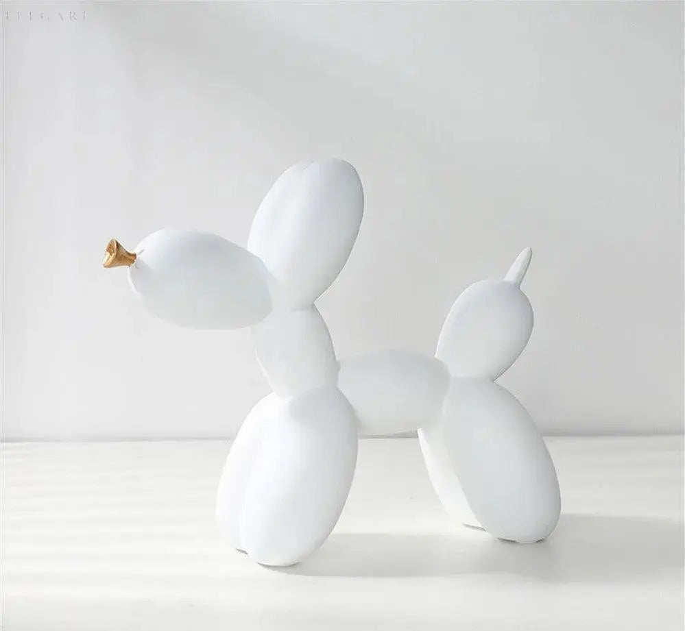 Contemporary Balloon Dog Sculpture with Golden Beak