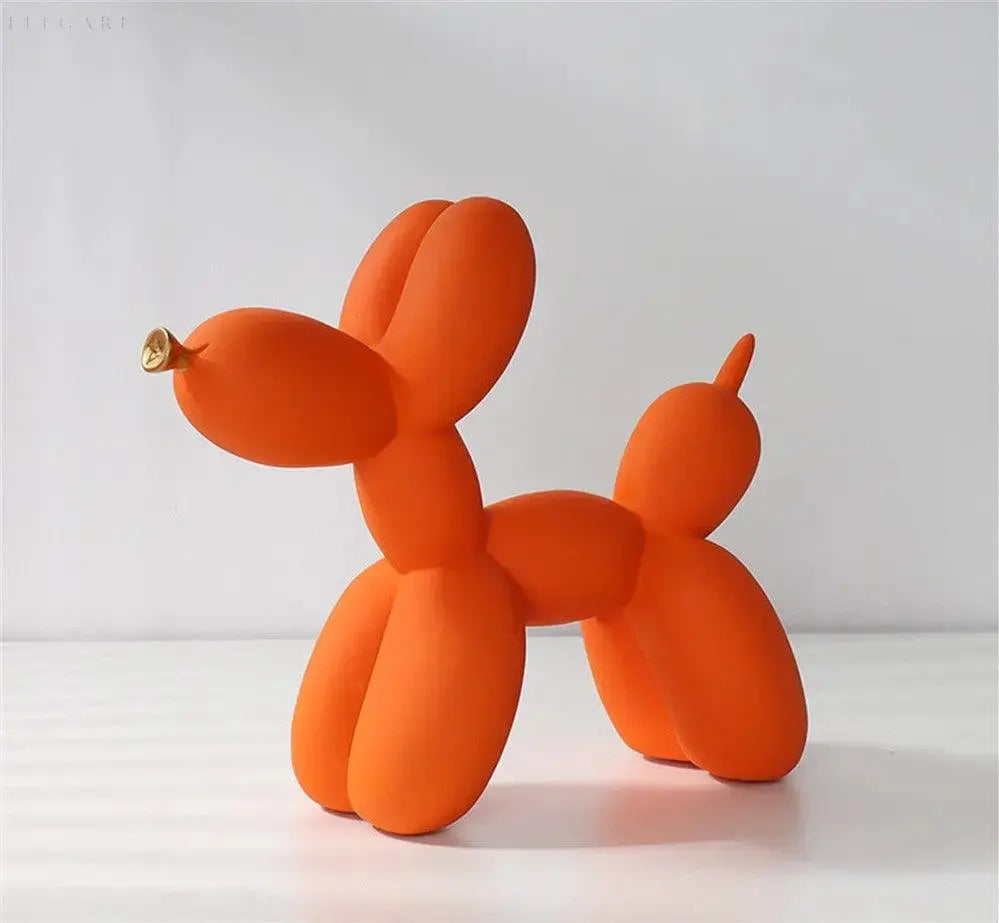 Contemporary Balloon Dog Sculpture with Golden Beak