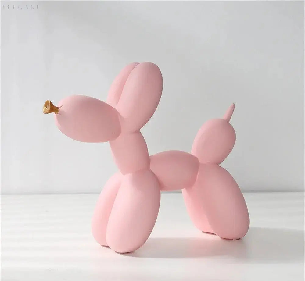 Contemporary Balloon Dog Sculpture with Golden Beak