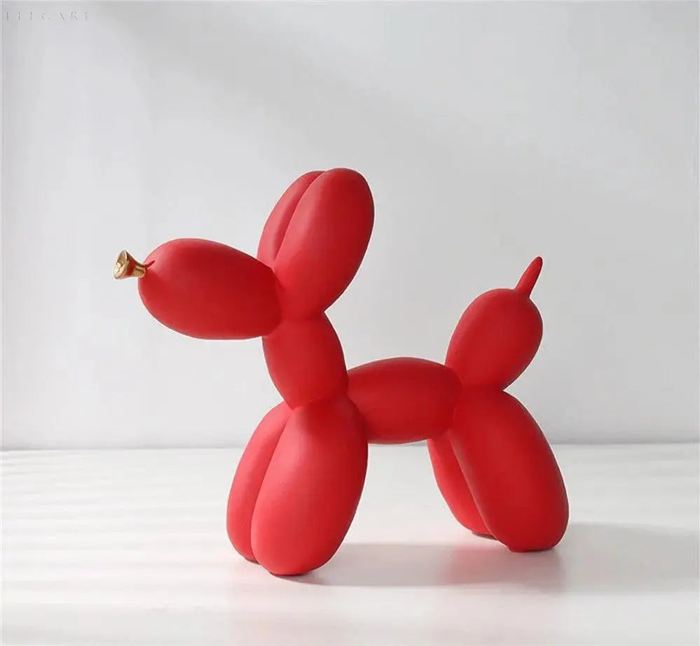 Contemporary Balloon Dog Sculpture with Golden Beak
