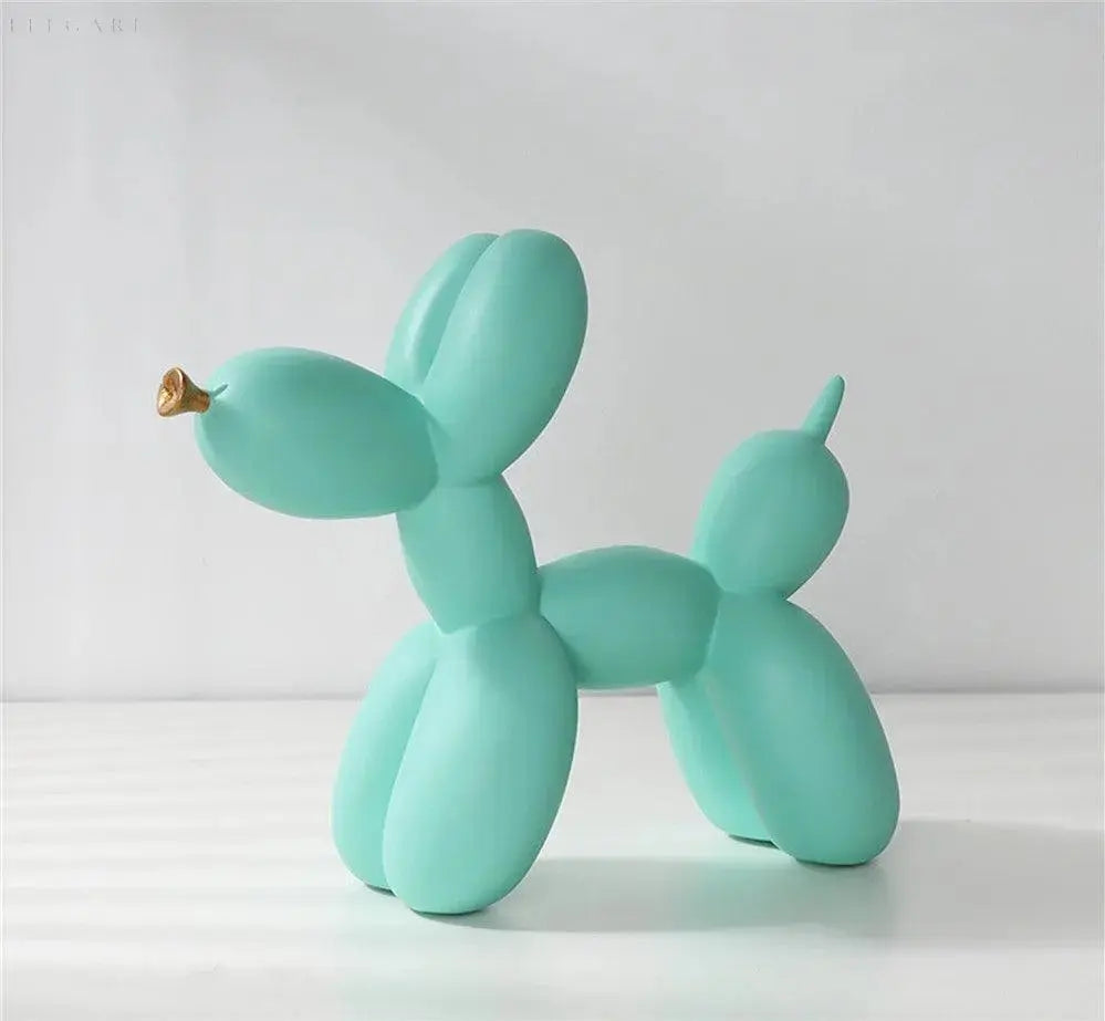 Contemporary Balloon Dog Sculpture with Golden Beak