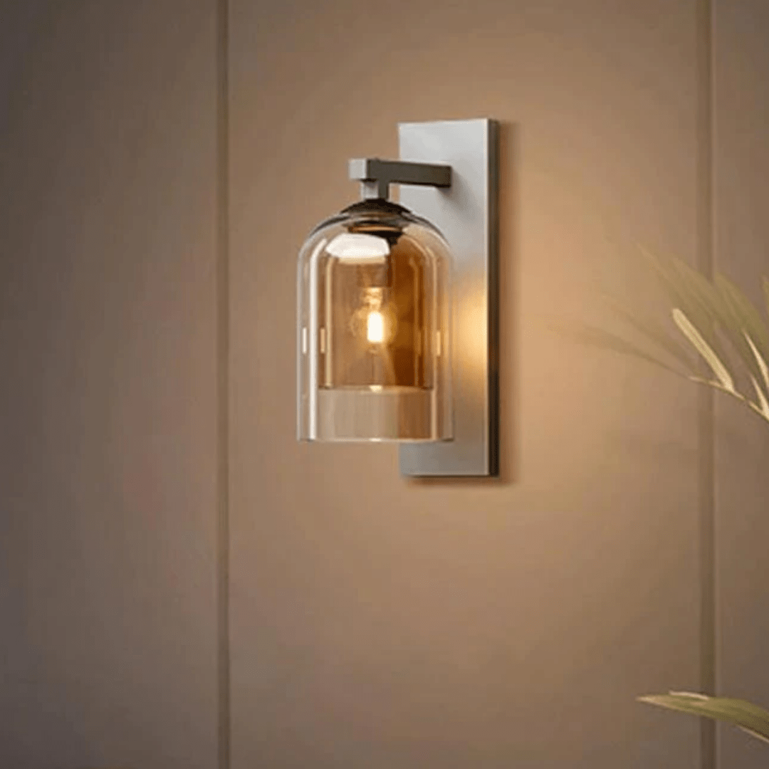 Contemporary Smoked Glass Wall Lamp