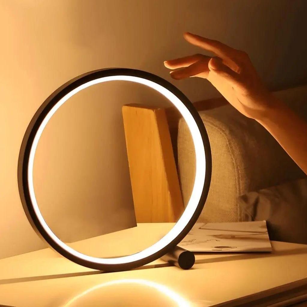 Dimmable LED Touch Round Table Lamp - Adjustable Brightness, Modern Design