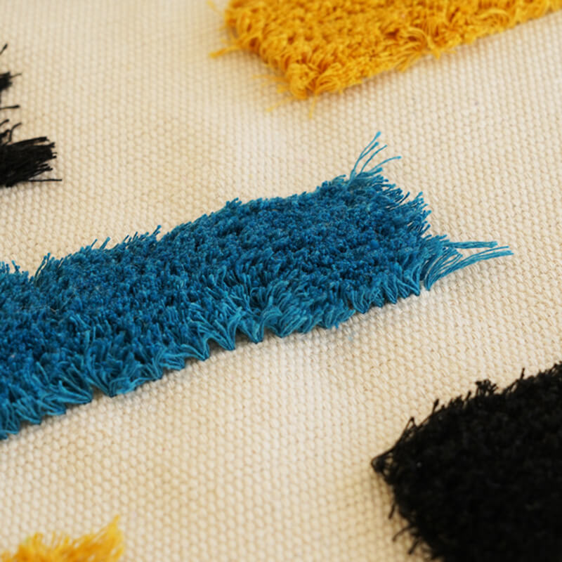 Handwoven Geometric Tassel Wall Hanging in Cotton and Linen