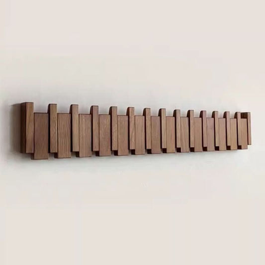 Handcrafted Piano Style Wall Coat Rack with Folding Hooks