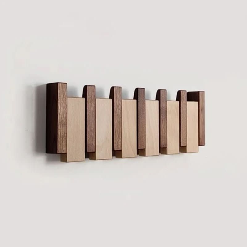 Handcrafted Piano Style Wall Coat Rack with Folding Hooks