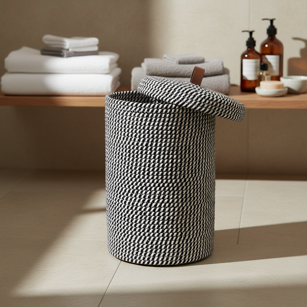 Handwoven Boho Storage Basket with Lid