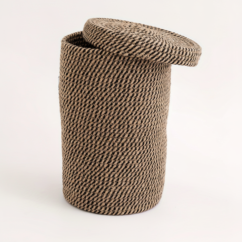 Handwoven Boho Storage Basket with Lid