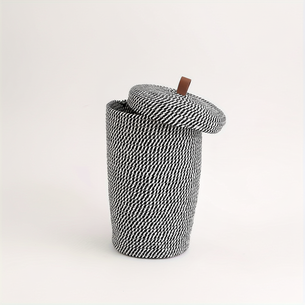 Handwoven Boho Storage Basket with Lid