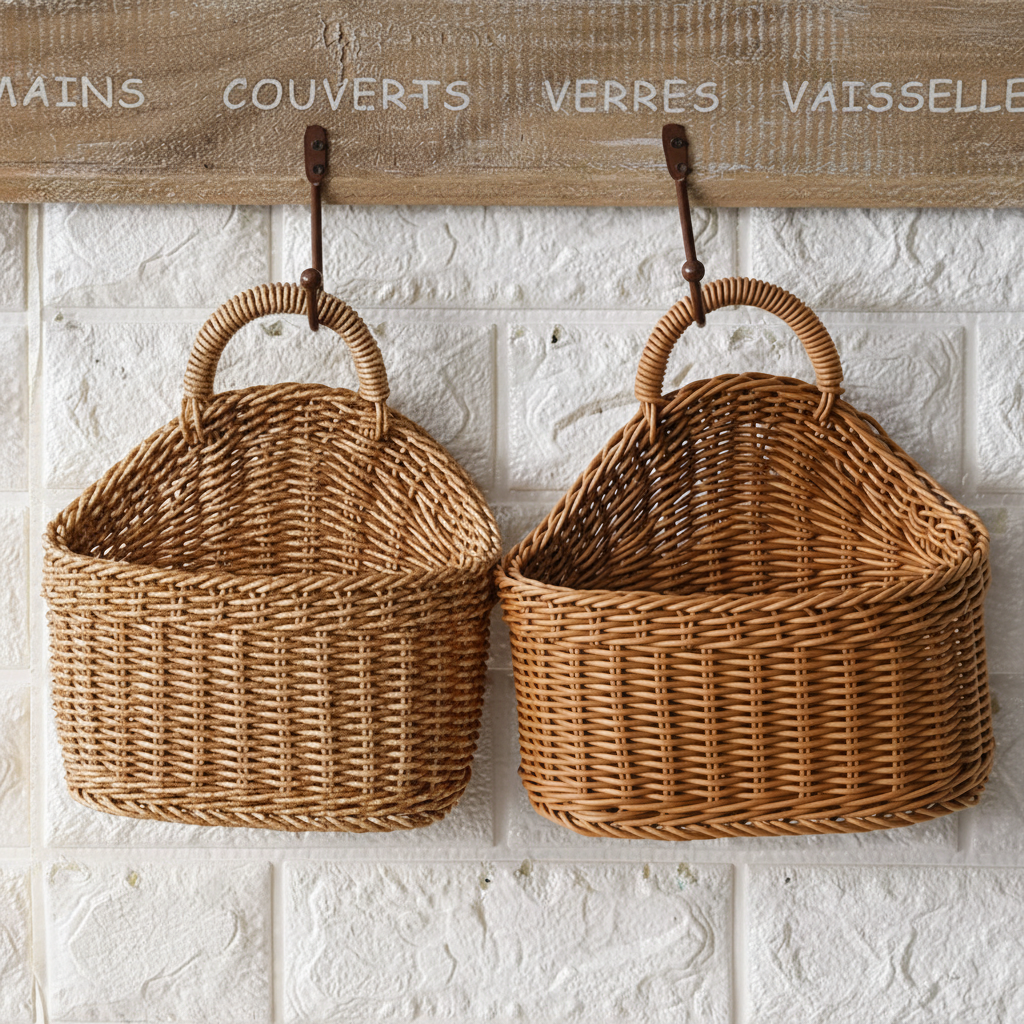 Handwoven Natural Storage Baskets Set with Handle