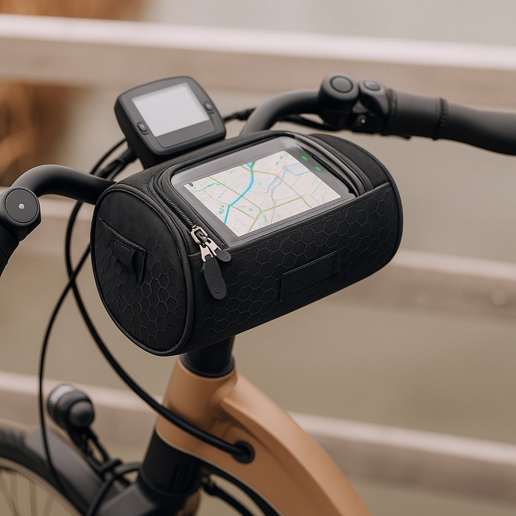 Bicycle Handlebar Bag with Touchscreen Window and Water-Resistant Design