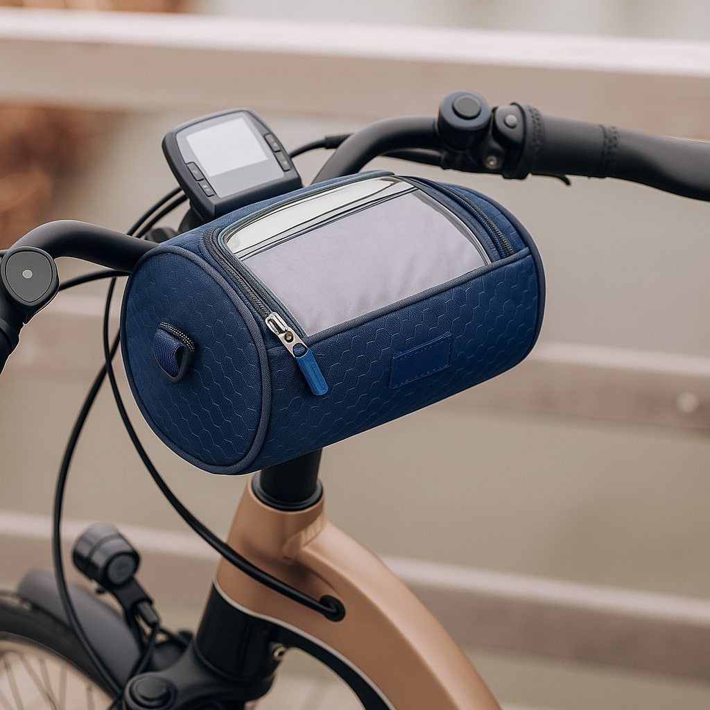 Bicycle Handlebar Bag with Touchscreen Window and Water-Resistant Design