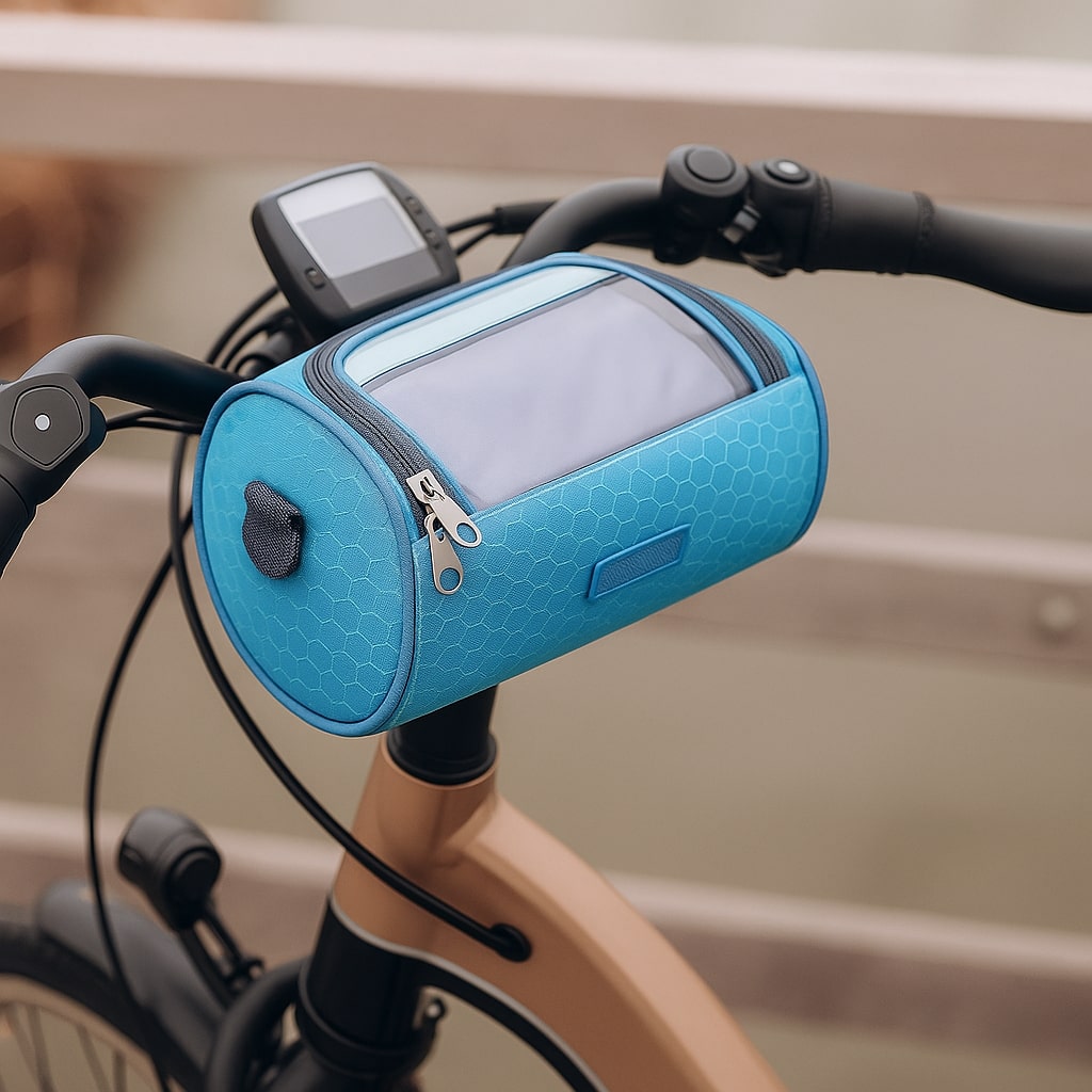 Bicycle Handlebar Bag with Touchscreen Window and Water-Resistant Design