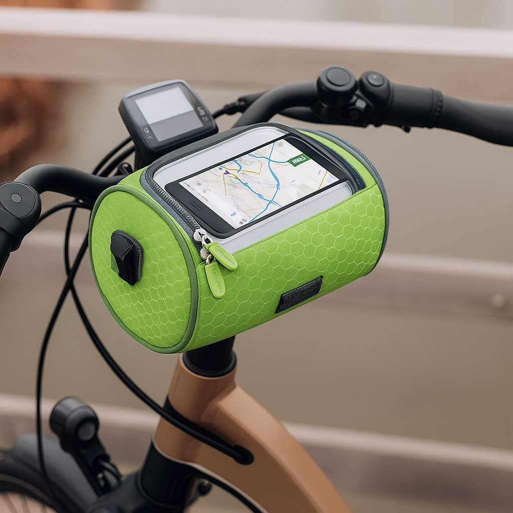 Bicycle Handlebar Bag with Touchscreen Window and Water-Resistant Design