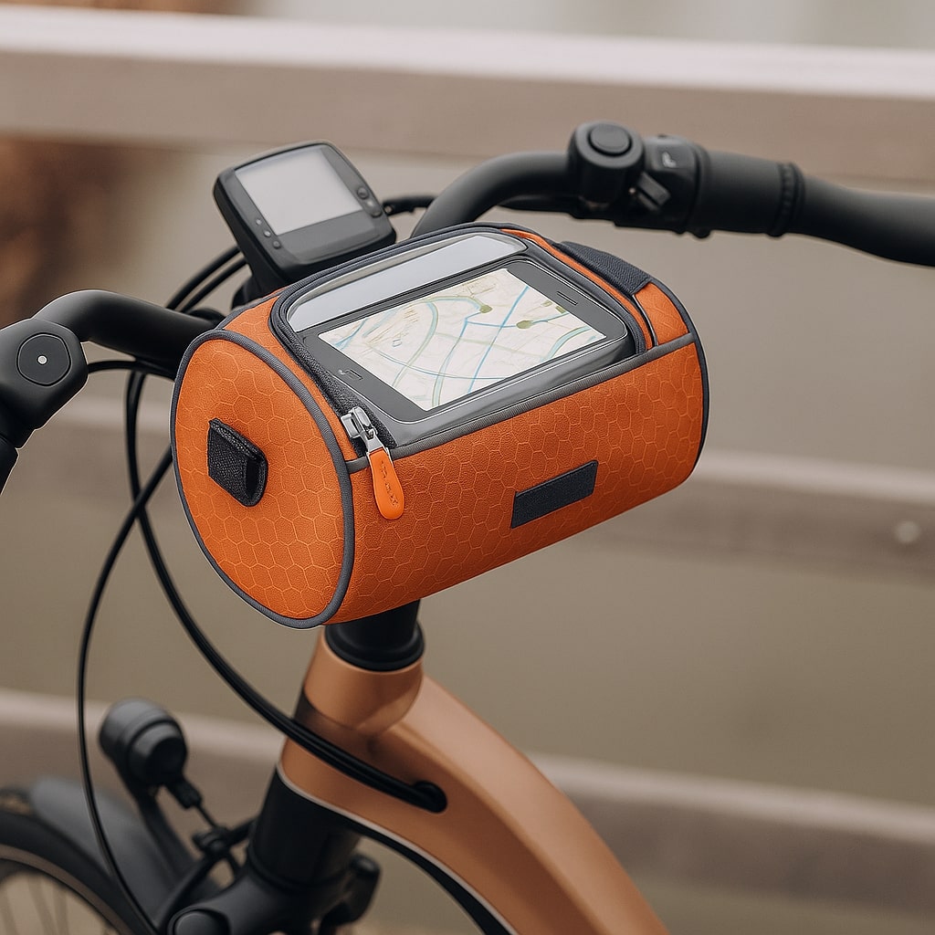Bicycle Handlebar Bag with Touchscreen Window and Water-Resistant Design