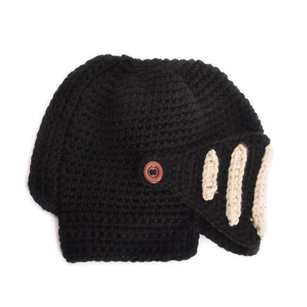 Knitted Knight Helmet Beanie with Movable Visor