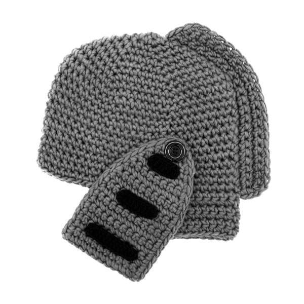 Knitted Knight Helmet Beanie with Movable Visor