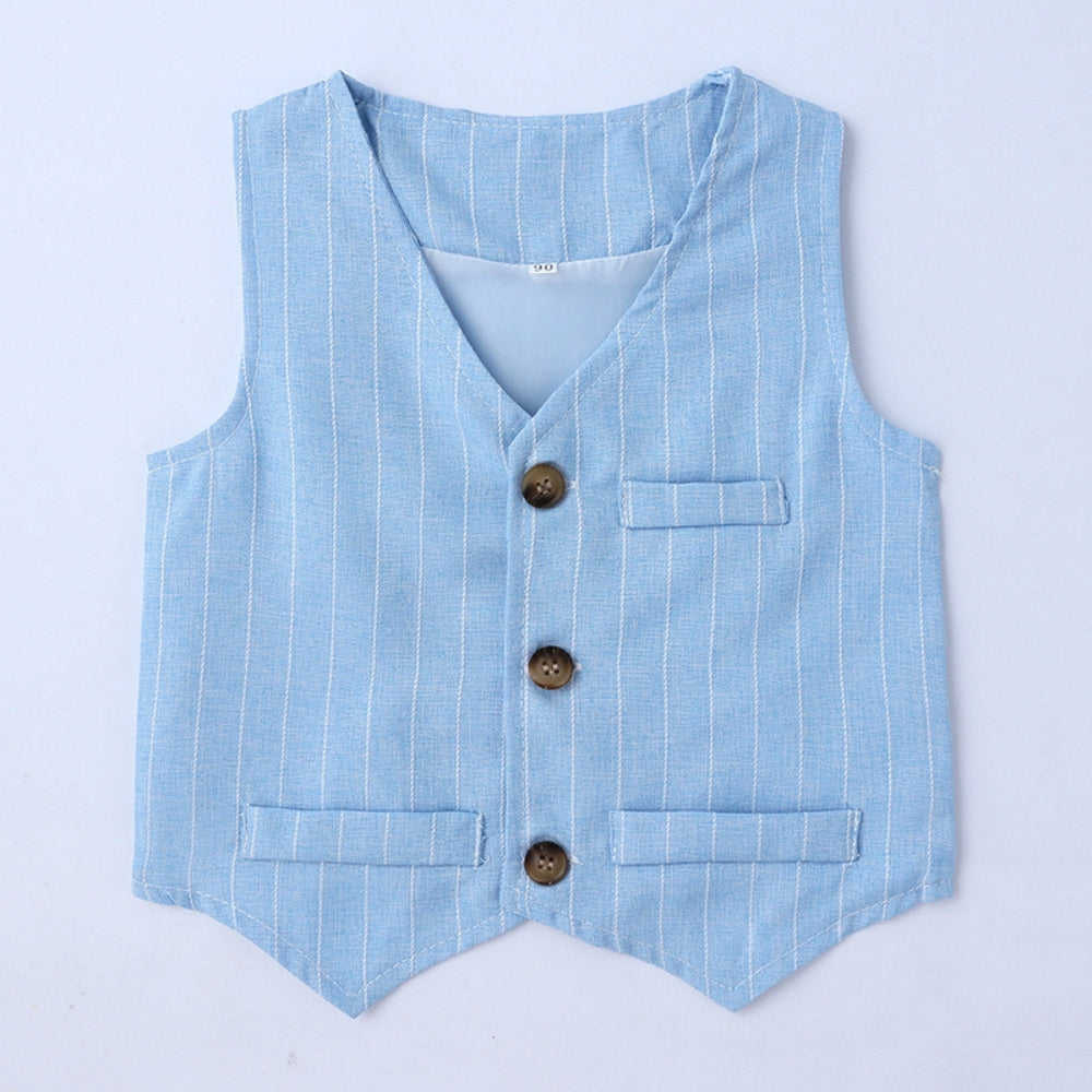 Boys' Formal Outfit Set with Striped Vest and Bow Tie