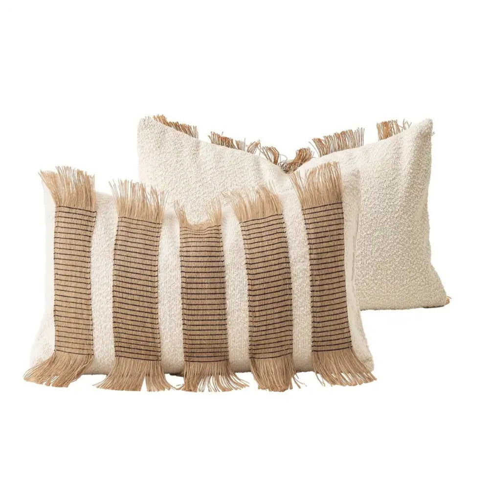 Handwoven Bohemian Stripe Cushion Cover with Concealed Zip