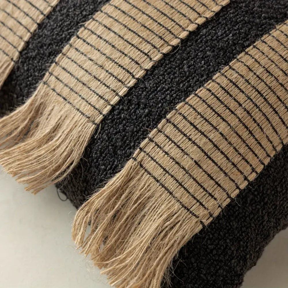 Handwoven Bohemian Stripe Cushion Cover with Concealed Zip