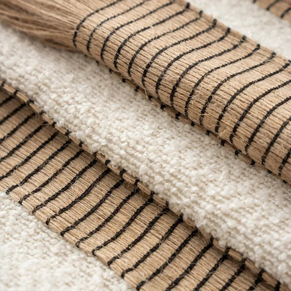 Handwoven Bohemian Stripe Cushion Cover with Concealed Zip