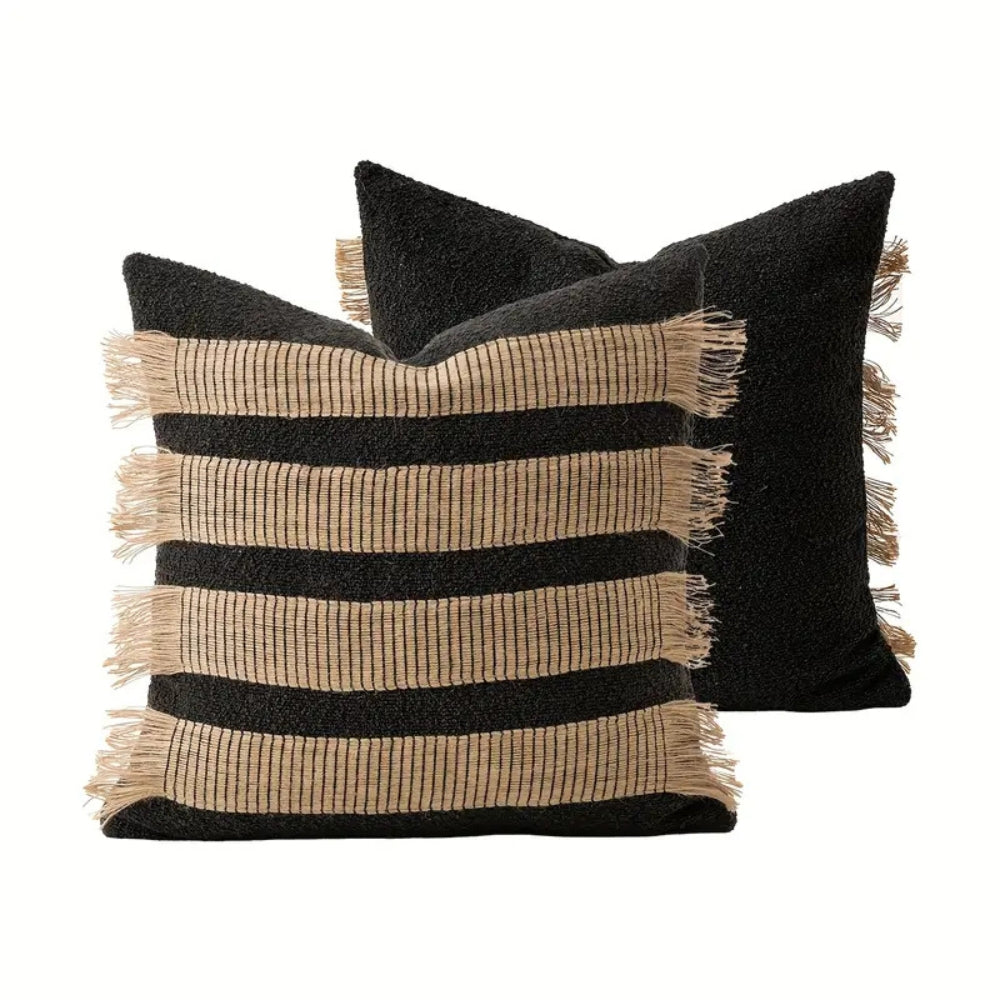 Handwoven Bohemian Stripe Cushion Cover with Concealed Zip