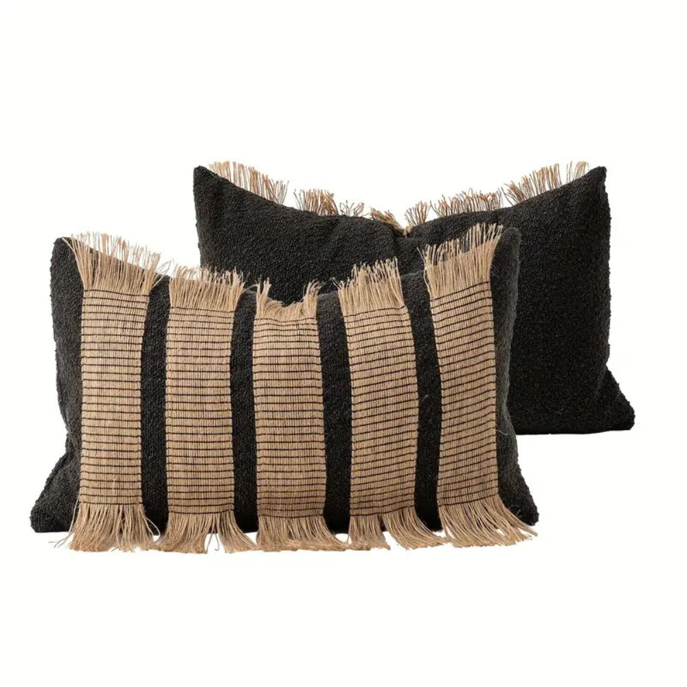 Handwoven Bohemian Stripe Cushion Cover with Concealed Zip