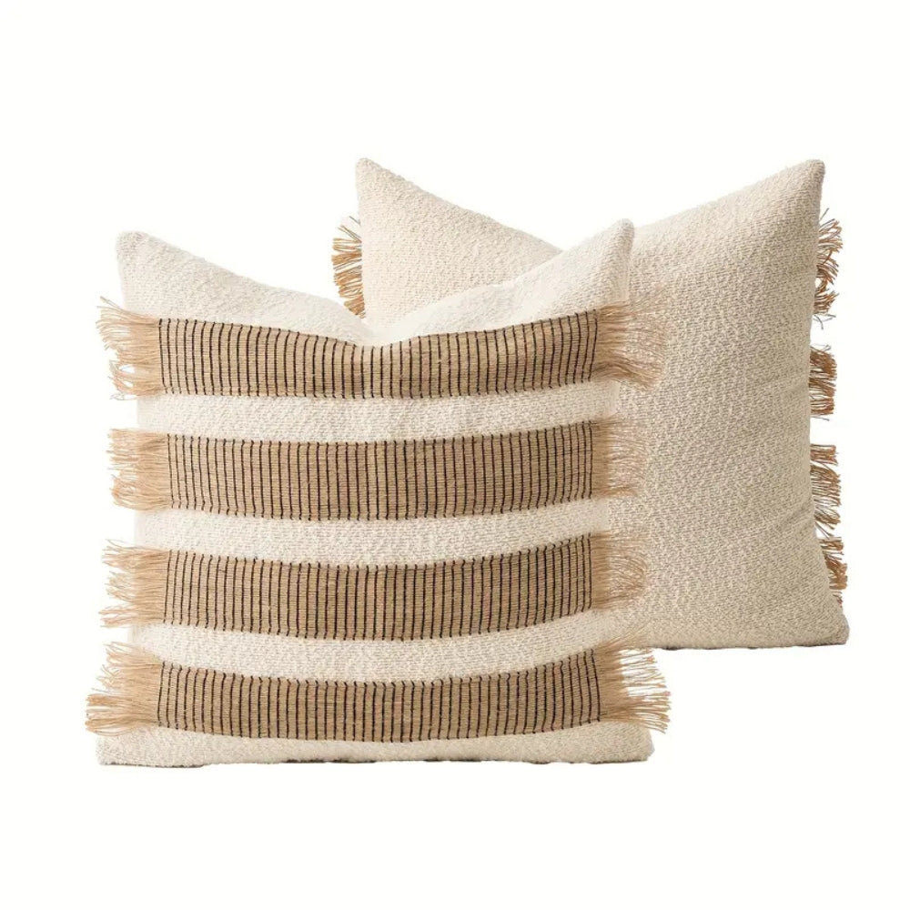 Handwoven Bohemian Stripe Cushion Cover with Concealed Zip