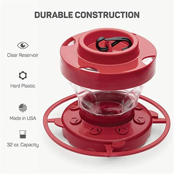 Bee-Proof Hanging Hummingbird Feeder with Ant Moat and Perch
