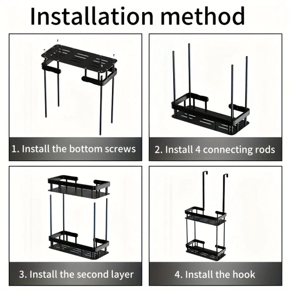 Stainless Steel Wall-Mounted Bathroom Caddy Rack