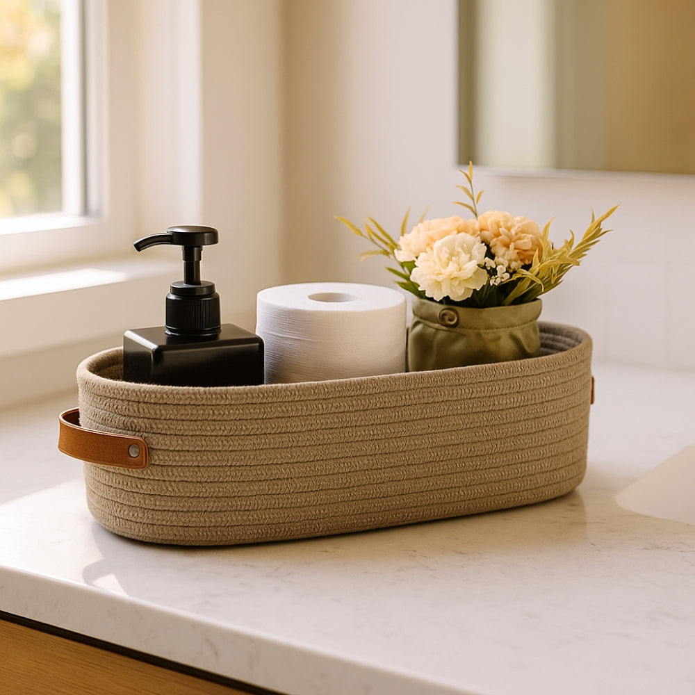 Woven Microfiber Storage Basket with Handles