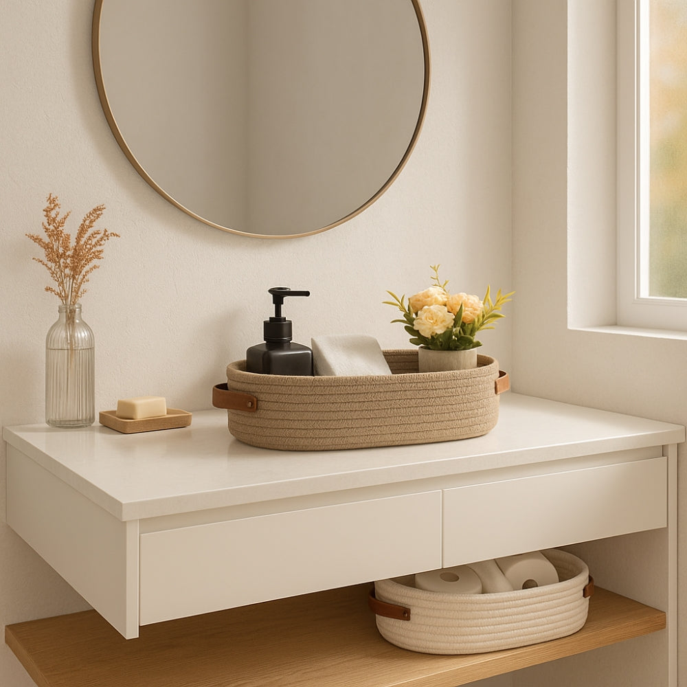 Woven Microfiber Storage Basket with Handles