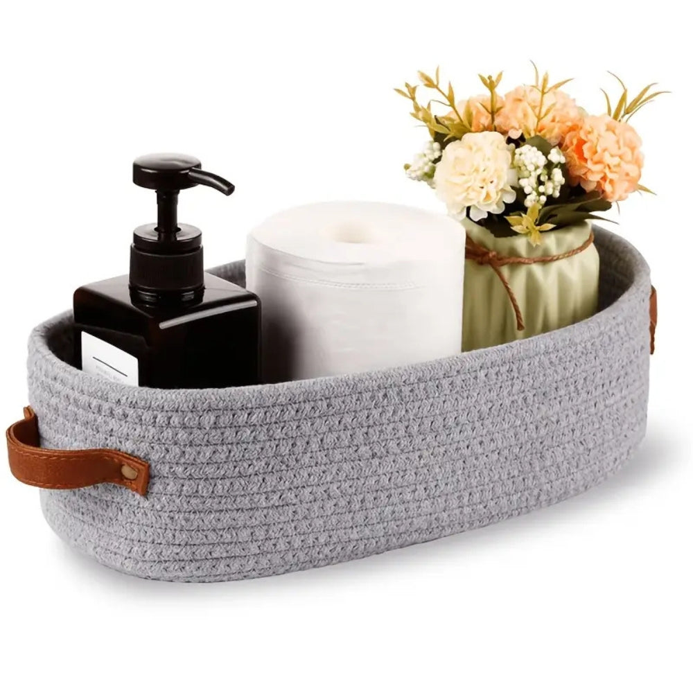 Woven Microfiber Storage Basket with Handles
