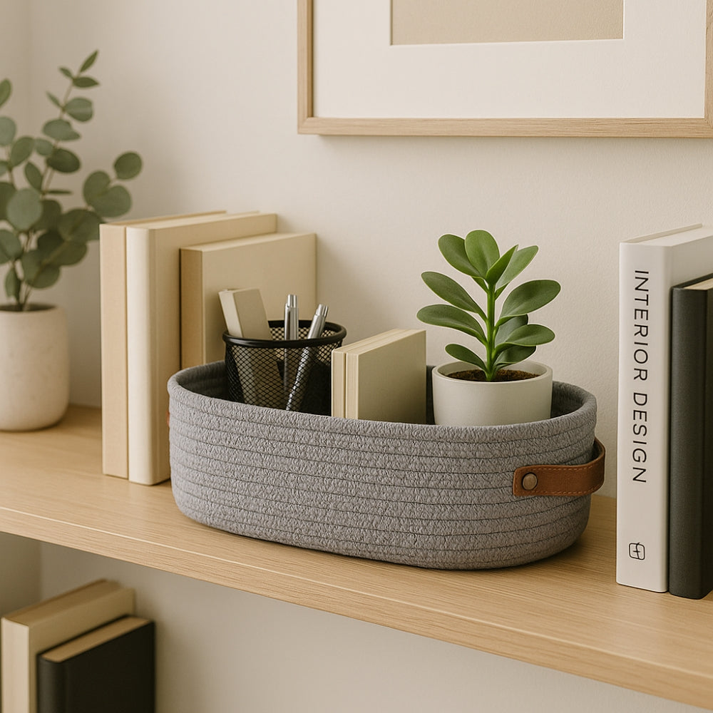 Woven Microfiber Storage Basket with Handles