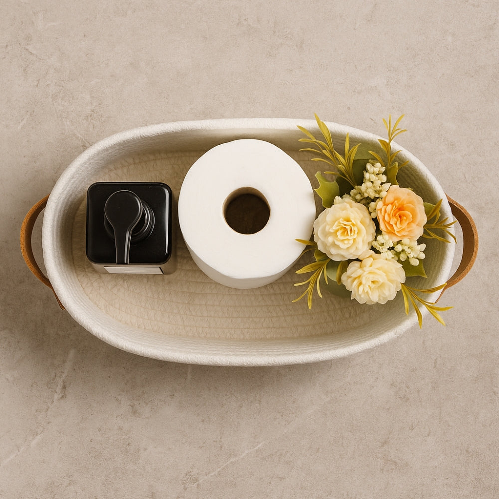 Woven Microfiber Storage Basket with Handles