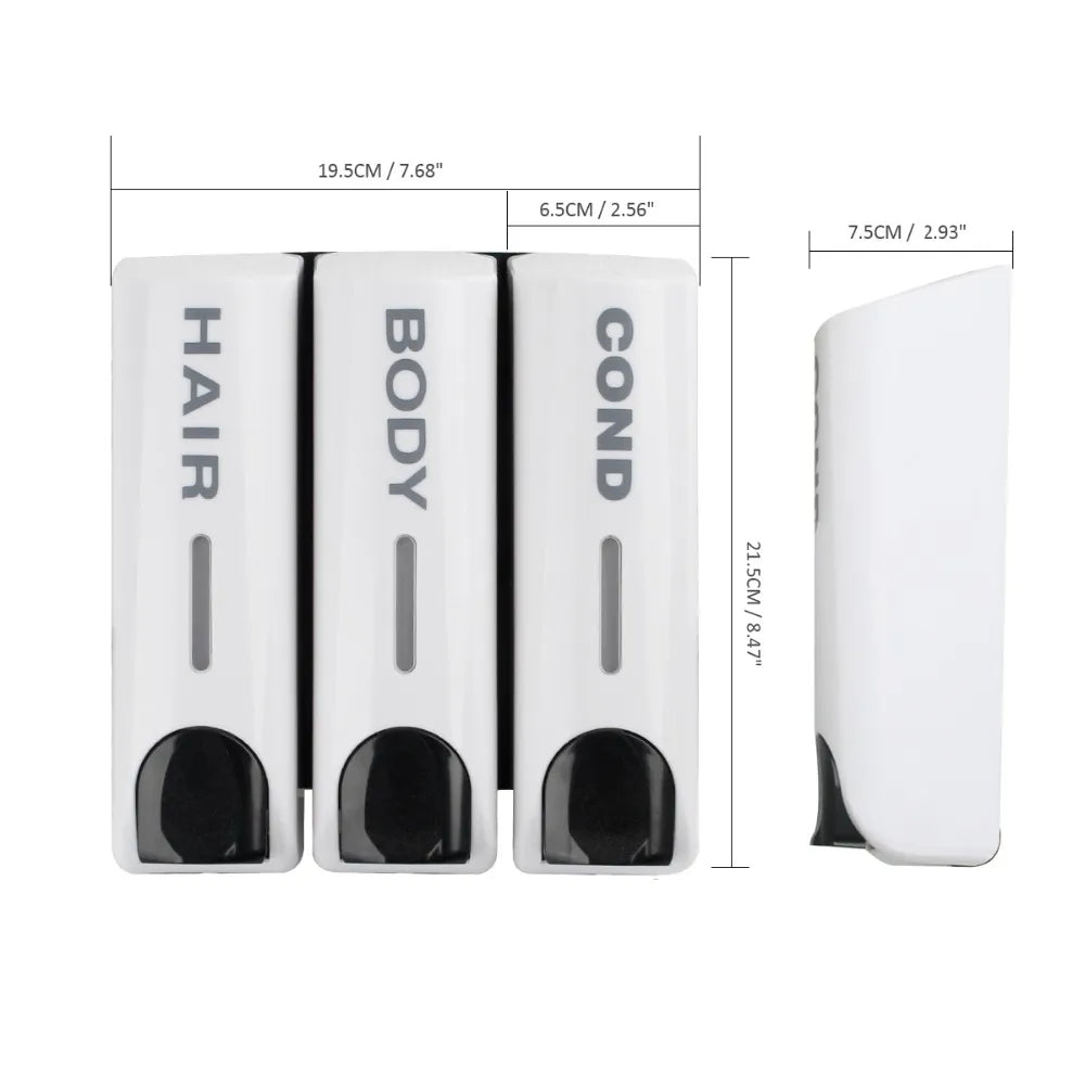 Wall-Mounted Shampoo and Conditioner Dispenser Set