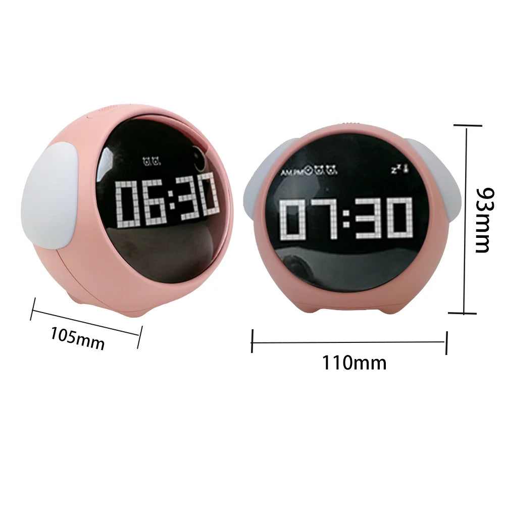 Cute Expression Night Light Alarm Clock with Snooze and Voice Activation
