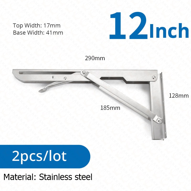 Collapsible Heavy-Duty Stainless Steel Shelf Brackets