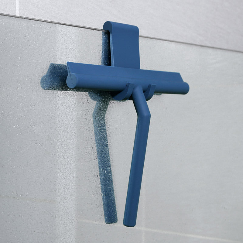 Retro Silicone Shower Squeegee with Holder - Streak-Free Glass Cleaner in Turquoise or Fuchsia